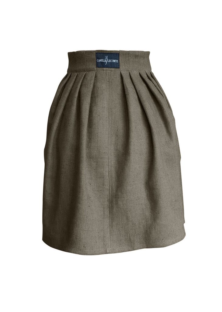 Jupe Courte Minimaliste en Lin - Bleu Stone