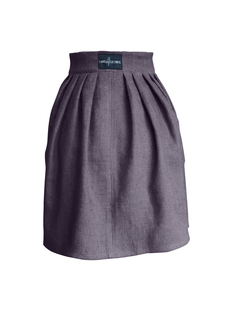 Jupe Courte Minimaliste en Lin - Bleu Stone